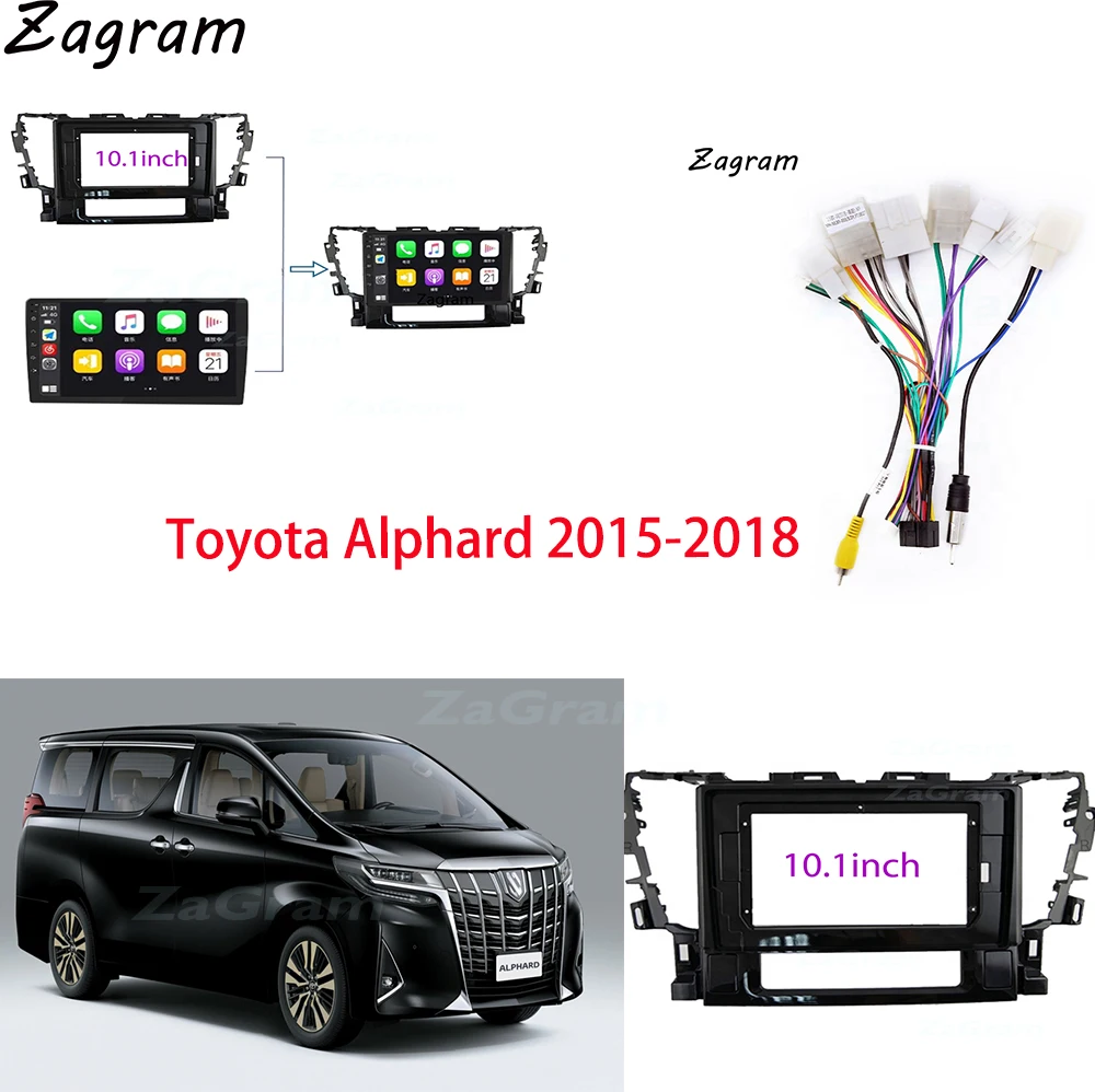 Автомобильный Кабель Fascia 10 1 дюйма 2 Din для Toyota Alphard 2015-2018 панель Cd Dvd-плеер