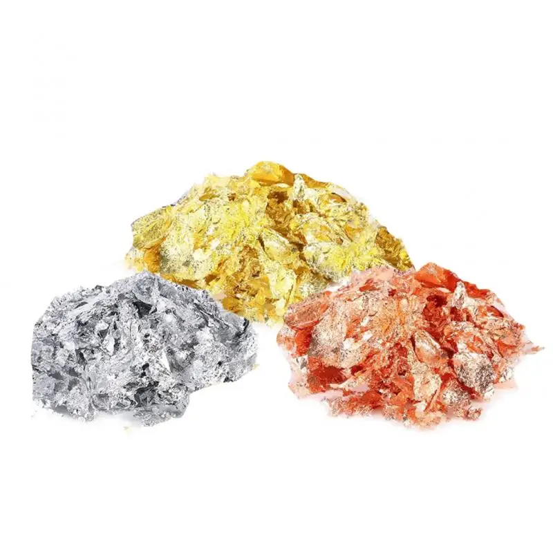 3 цвета золото Фольга Бумага украшения Imitaition золотые хлопья \ серебрянный листьев