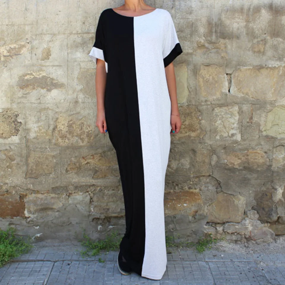 

Linglewei New Spring and Summer Women's Dress fashion O-Neck Solid vintage dress