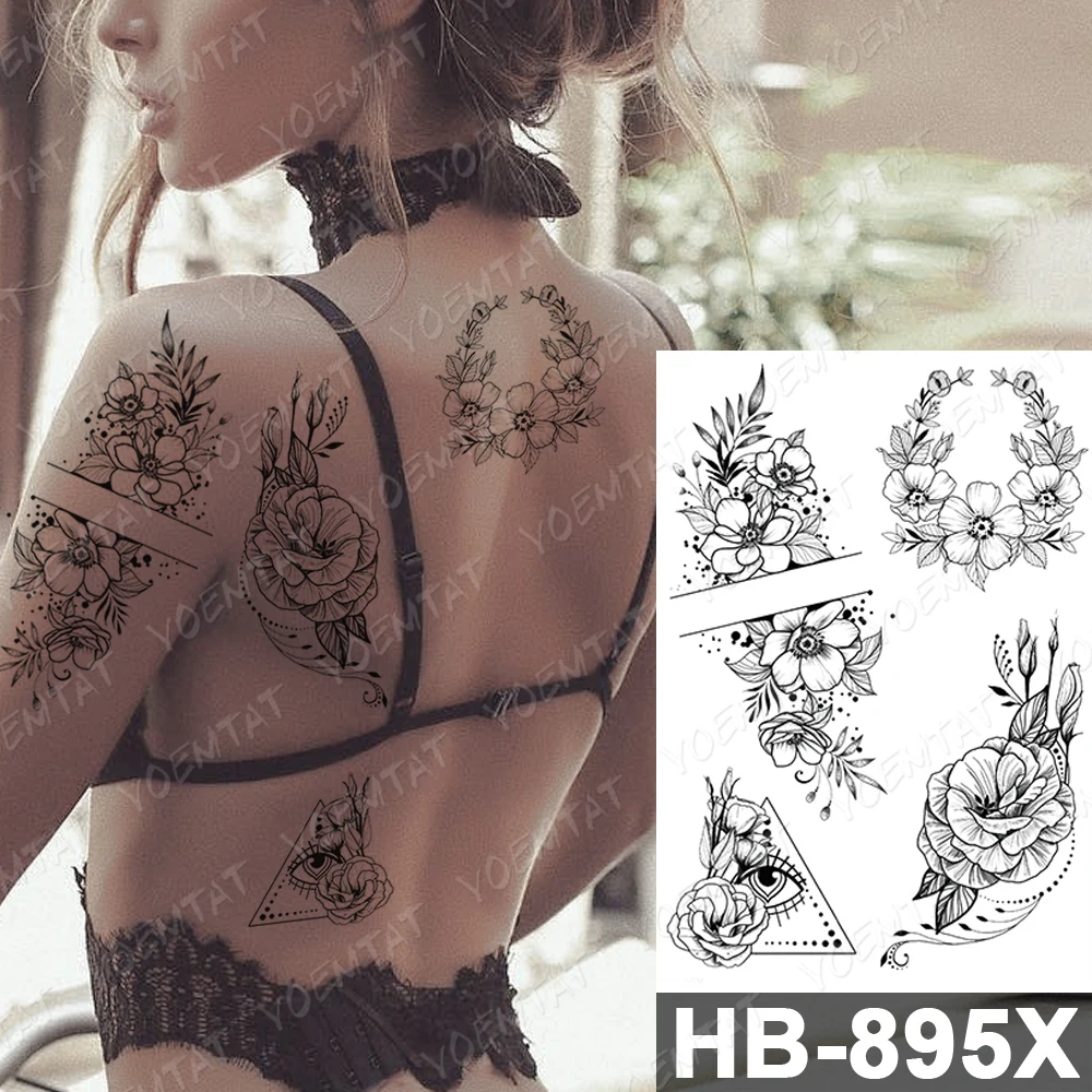 

Waterproof Temporary Tattoo Sticker Wolf Fox Bird Flowers Flash Tattoo Dandelion Body Art Arm Watertransfer Fake Tatoo Women Men