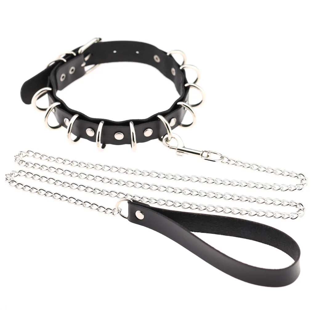 Gay Leather Slave Collar Necklace for Women Black Bandage and Leash Sex Games Couple Erotic Accessories Adjustable |