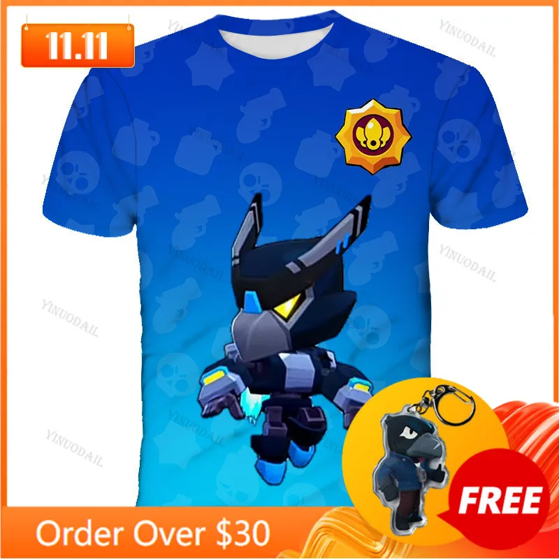 

Mecha Crow Shooter Kids T-shirt Shooting Game Spike 3D Shirts Tops Boys Girls MAX Nita Cartoon Tops Teen Clothes