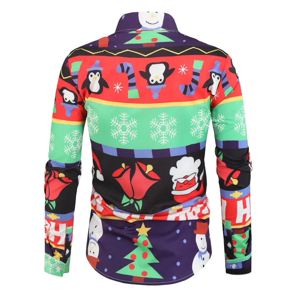 2019 красочные рубашки в рождественском стиле с рисунком Санта Клауса и снеговика