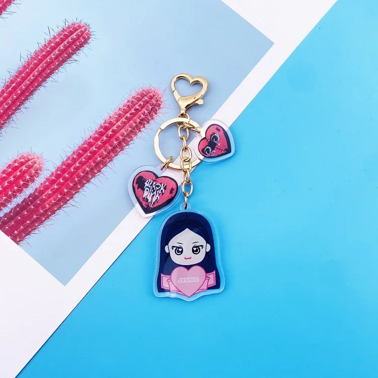 Металлический брелок JISOO LISA ROSE JENNIE с мультяшным рисунком Модный милый маленький