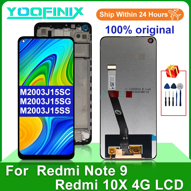 6,53 "Original para Xiaomi Redmi Nota 9 LCD Digitalizador de pantalla t&aacute;ctil de reemplazo de partes para Redmi 10X 4G pantalla LCD M2003J15SC-0