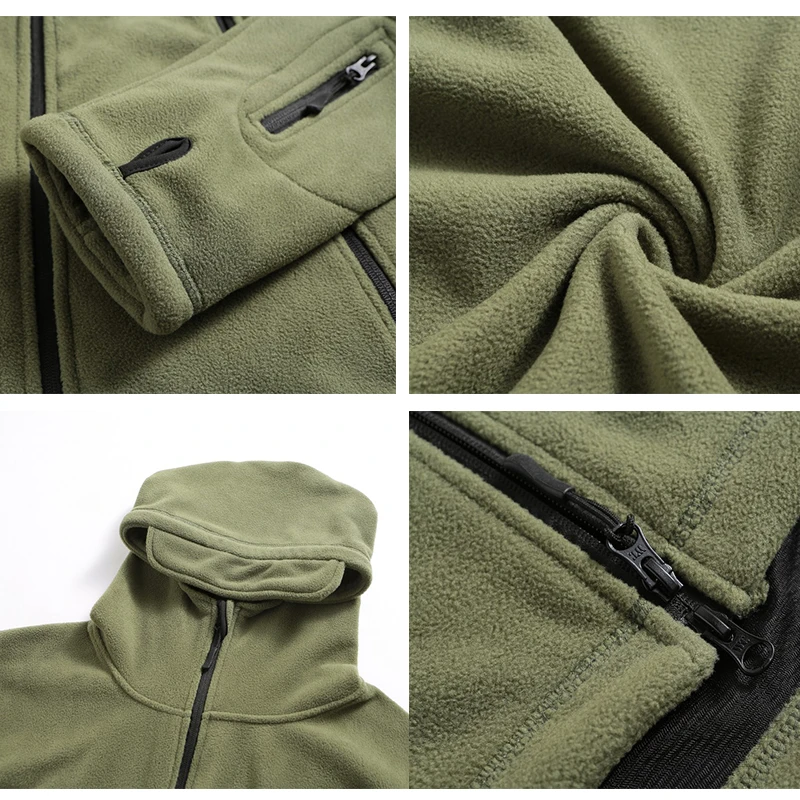

Men's Jacket Slim Double-Faced Fleece Tactical Sweater Casual Turn-Down Collar Zipper Solid Color Jacket Male Warm Winter Coat