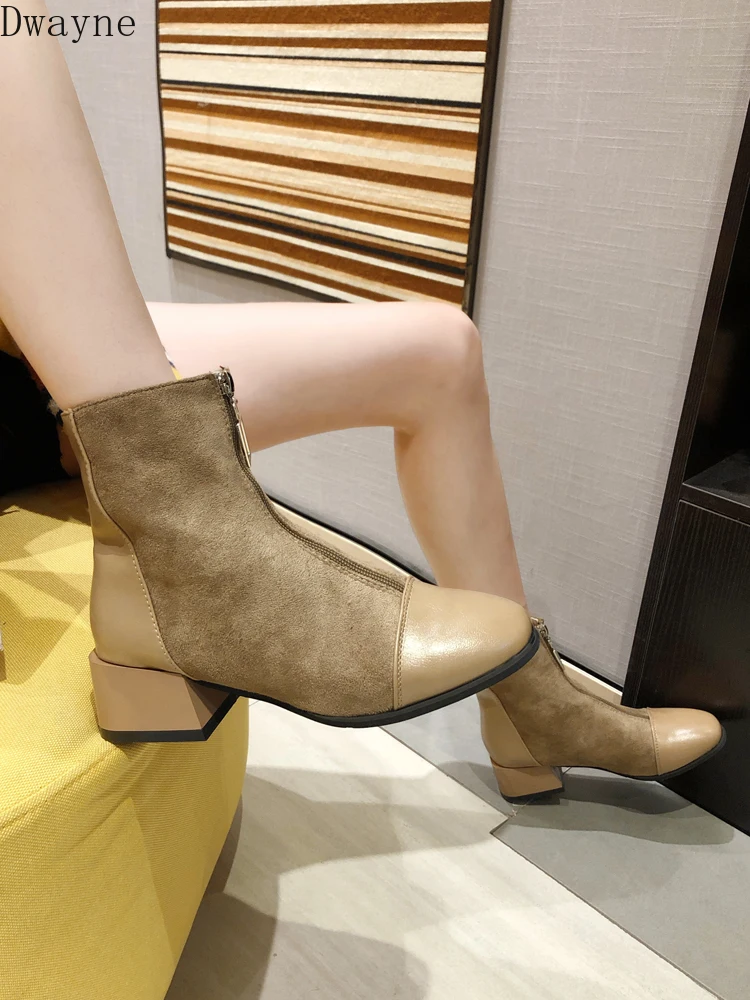 Ботильоны на толстой подошве с квадратным носком сезон осень Новинка 2019 года