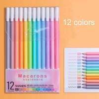 12pcsset macaron colored gel pens retractable 0 5mm fine point press pen black pens school supplies kawaii