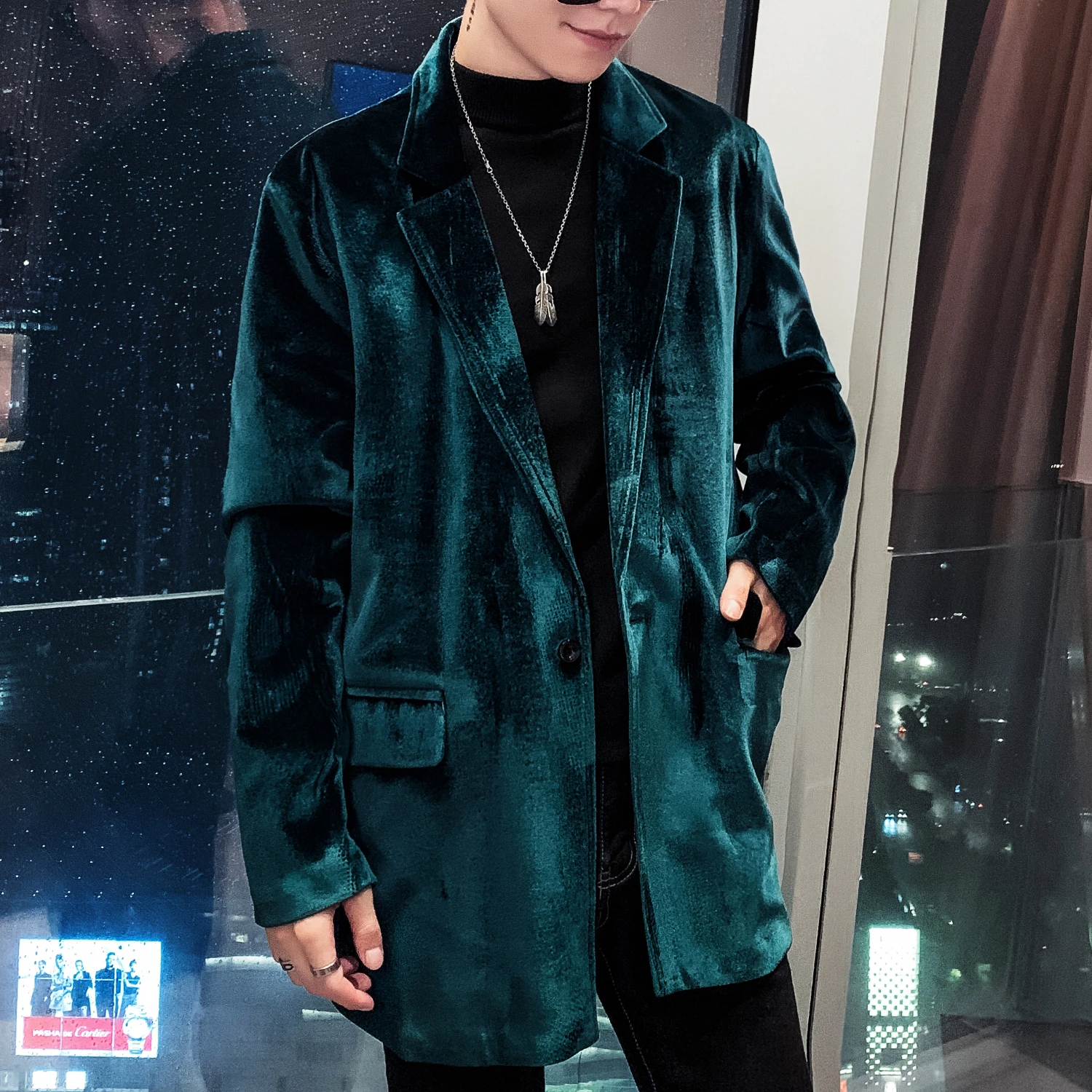 Suit Version Woolen Coat Mid-length Social Guy Autumn Winter New Stage Costumes For Singers Mens Blazer Jacket | Мужская одежда