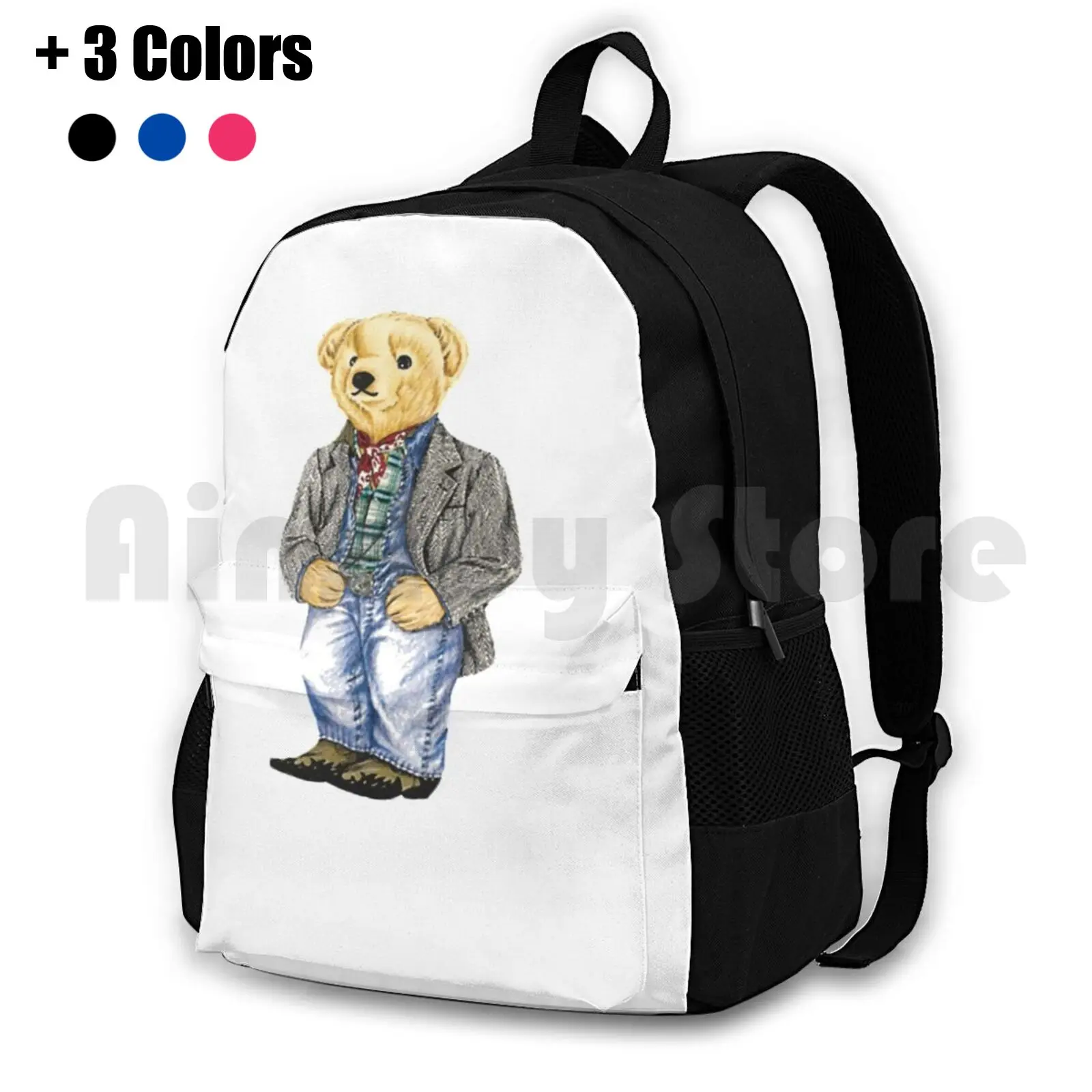 

Coel Hendson Outdoor Hiking Backpack Waterproof Camping Travel Bear Water Preppy Smart Teddy Bear Vintage Fashion Fashionable