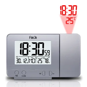 fanju fj3531 digital projector alarm clock led electronic table snooze backlight temperature humidity watch with time projection free global shipping