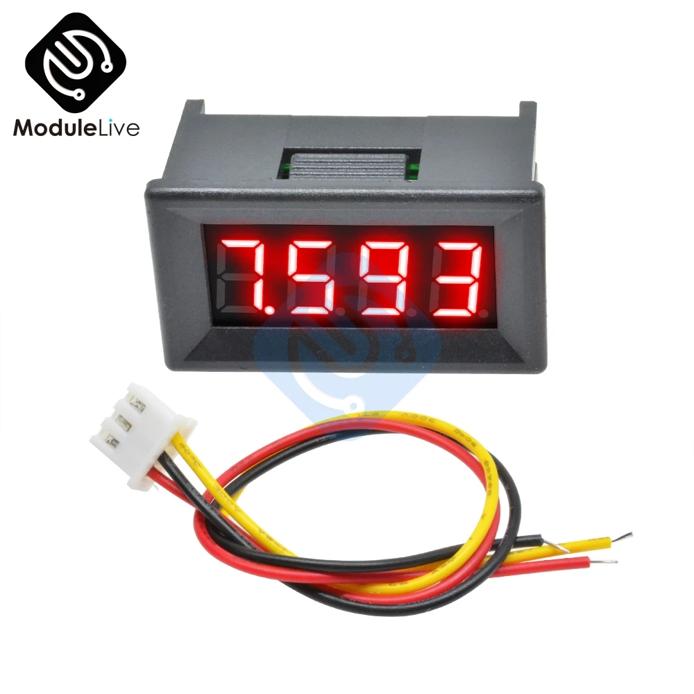 Красный DC 0-100V 4 бит 0,36 дюйма 0,36 ''Цифровой вольтметр светодиодный панель Электрический чехол для тестера 3 провода 12 В 24 в 48 в - Цвет: Красный