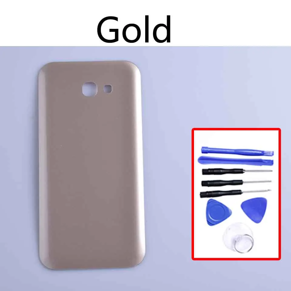 Gold-With tool A720 для Samsung Galaxy A7 A720 A720F SM-A720F Корпус Крышка батарейного отсека задняя крышка задняя дверь Шасси Корпус Замена - Цвет: Gold-With tool