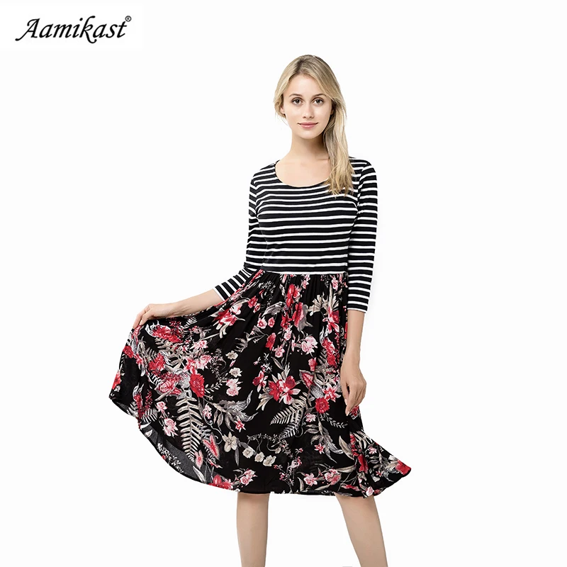 

2021 Womens Elegant Print Dress Black And White Striped Dresses Casual Elegant Sheath Slim Dress Dropshi A-Line Dress Robe