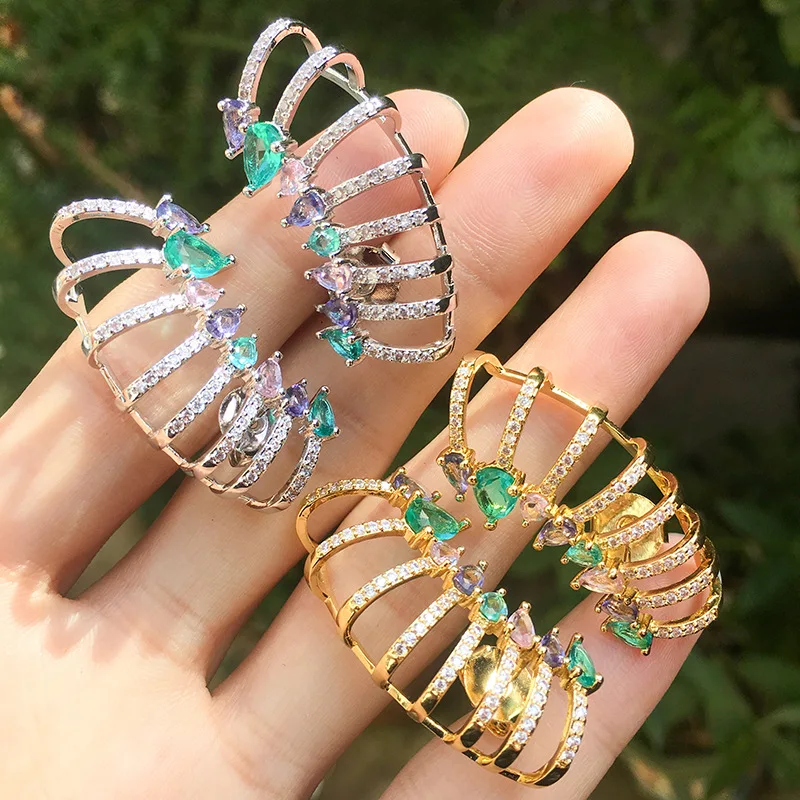 

Funmode Charm Beauty Design Colorful CZ Stud Earrings For Women Jewelry Accessories Wedding Party Earrings Brincos FE133