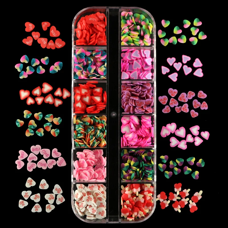 

12 Designs Nail Art Cute Fruit Slice 3D Polymer Clay DIY Decorations Colorful Sticker Polish Manicure Nails Charms Accessories