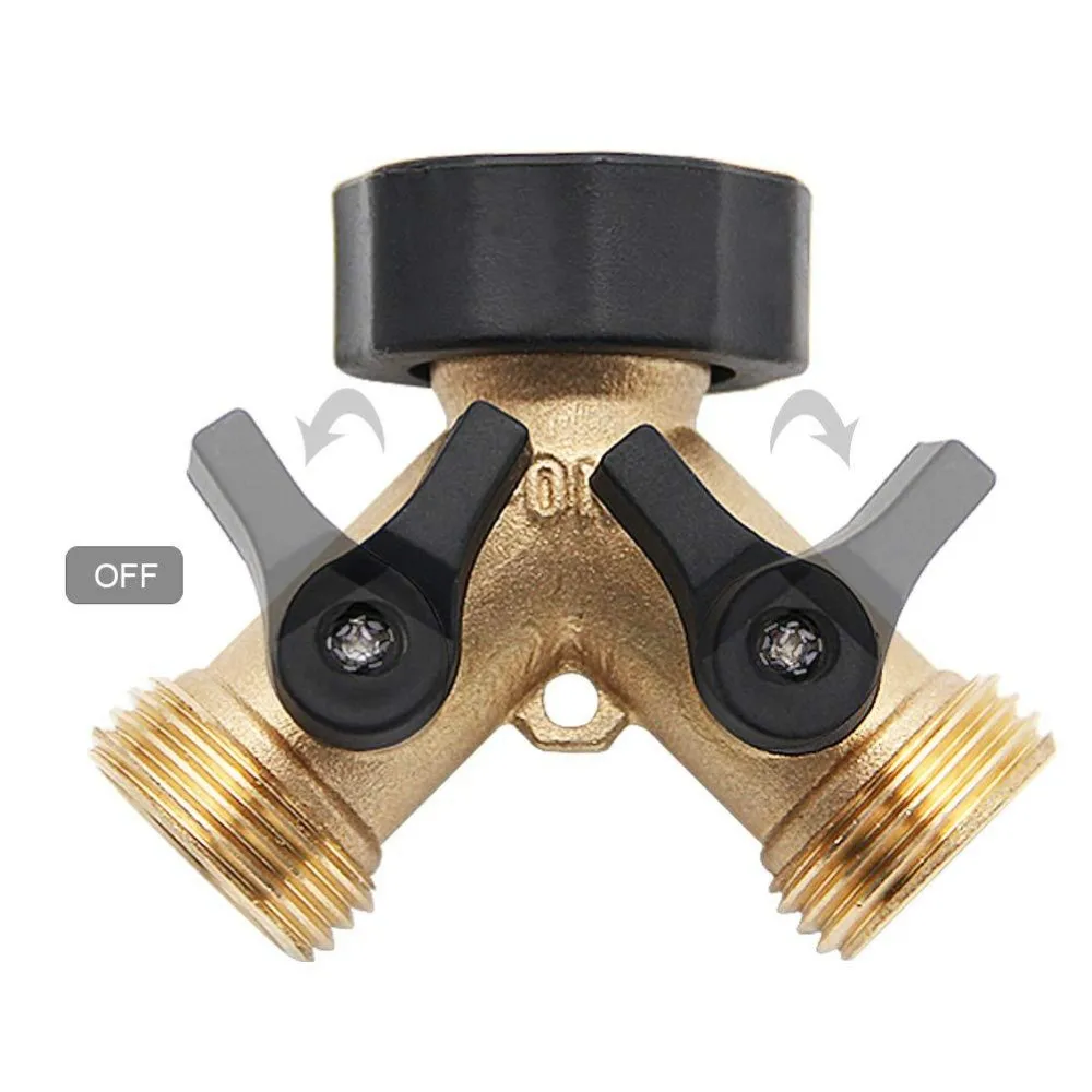 

1pcs Garden Hose Splitter 2 Way Heavy Duty Brass Connector Tap US/EU Y Valves Water Hose Splitter for Lawn Garden Irrigation