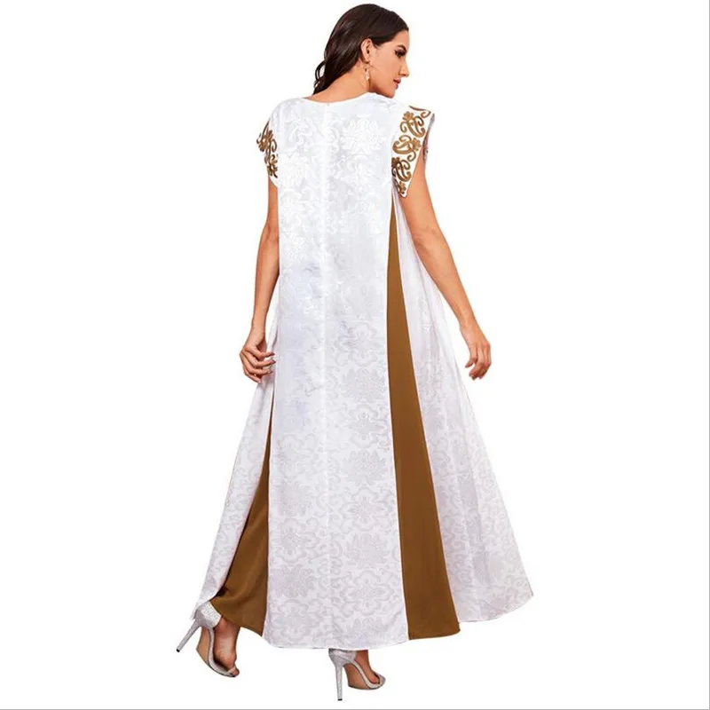 

Middle East Muslim Women Long Dress Arabic Abaya Islamic Clothing Summer Kaftan Dubai Ramadan Turkish Ethnic Patchwork Maxi Robe