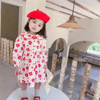 red flower girls kids dress spring summer baby tops bottoming children clothes special occasion long sleeve beach outdoor high q