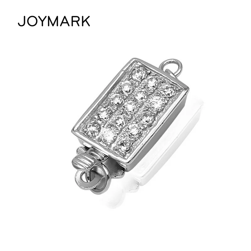 

Rectangle 925 Silver Necklace Clasp Zircon Pave Sterling Silver Box Clasps For Bracelets DIY Jewelry Accessories SC-BC258