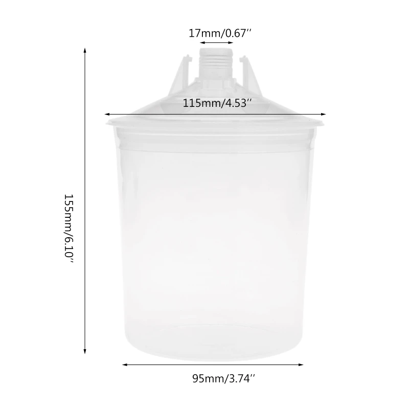 

13MA Plastic Paint Mixing Cups Mixing Pot Paint Mixing Calibrated Cup Set Inner Cup with Lid for Spray-Gun Paint Liquid 600ML