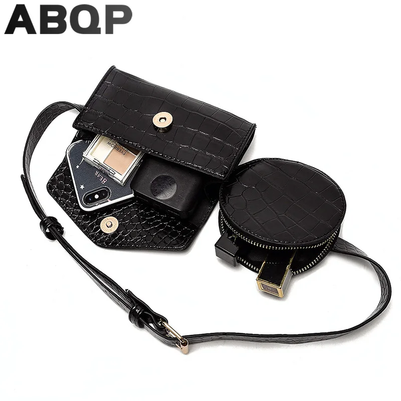 

ABQP Large Capacity Belt Bags For Women PU Leather Female Waist Chest Bag Multifunction Women's Fanny Pack