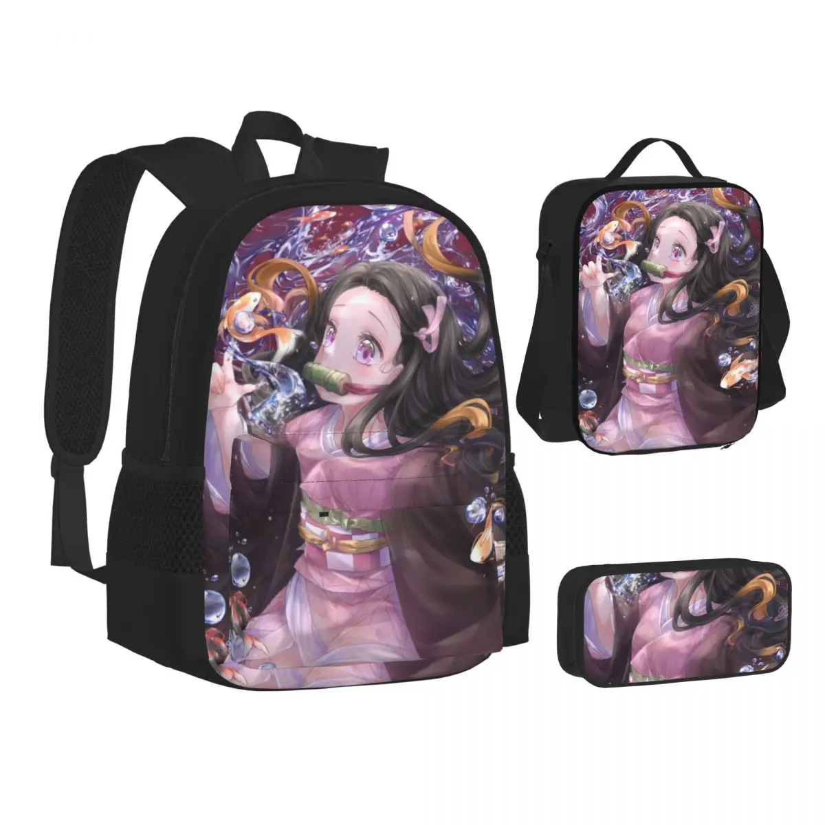 

New backpack messenger lunch bag pen bag set backpack school travel hiking shopping park outdoor sports backpack