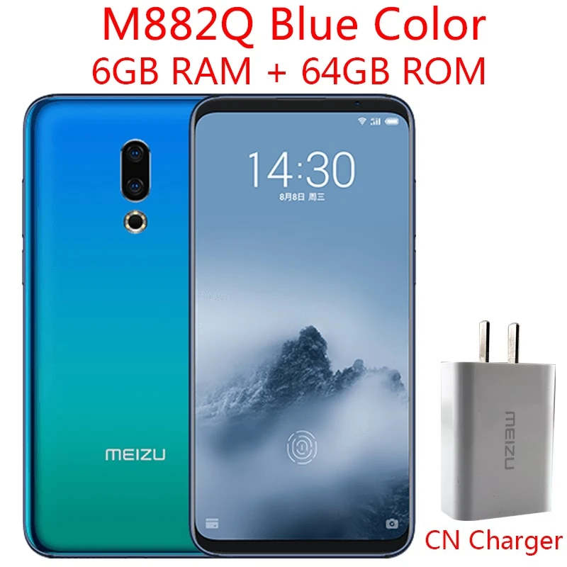 CN Blue 6G 64G Meizu 16th, 4G LTE, 6 ГБ, 64 ГБ, Snapdragon 845, четыре ядра, 6,0 дюймов, FHD, 2160x1080 P, полный экран, двойная камера заднего вида - Цвет: CN Blue 6G 64G