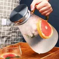 15001800ml household large capacity transparent glass hotcold water jug juice container glass teapot heat proof drinkwear