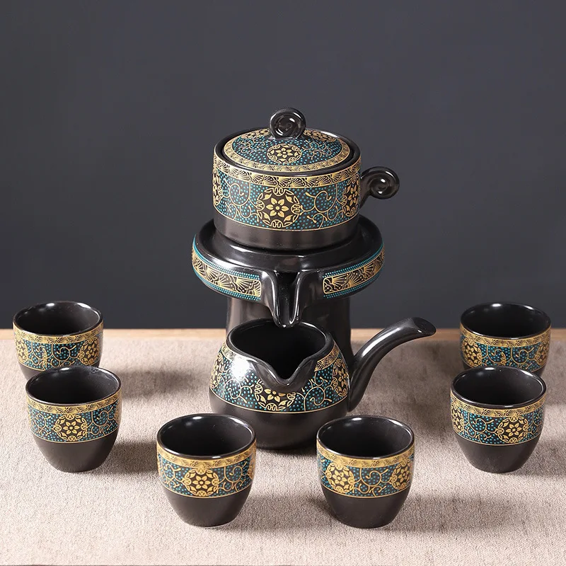 

Chinese Enamel Fully Semi-Automatic Kung Fu Tea Set Set Time to Run Ceramic Gift Stone Mill Lazy Tea Set Teaware Set