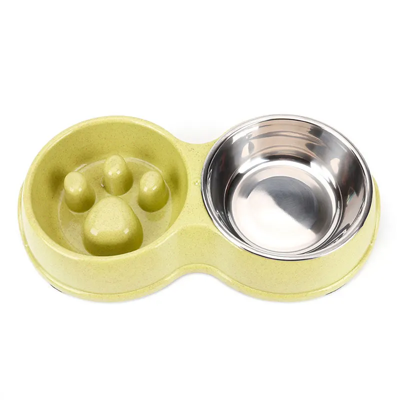 dog bowl Медленный питатель миска для маленьких средних собак кошек, миска для воды из нержавеющей стали с нескользящей, двойная миска станция для кормления домашних животных для щенков - Цвет: dog bowl