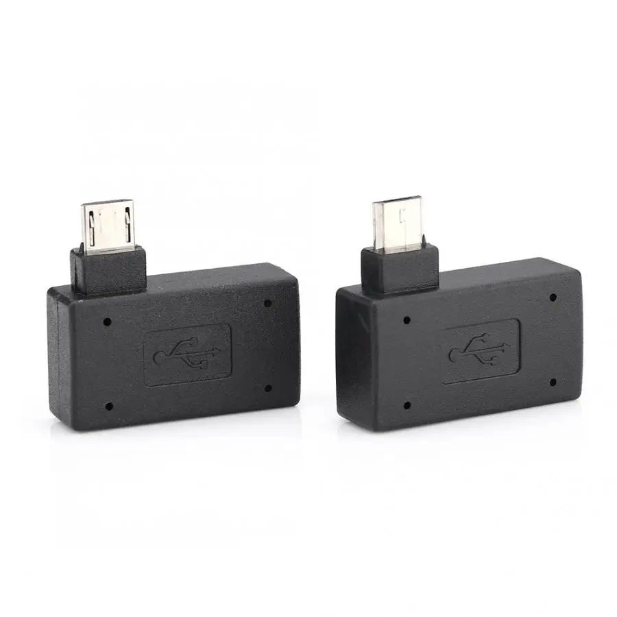 NEW 2Pcs USB 2.0 Female to Male Micro OTG Adapter Power Supply Port 90 Degree Left Right Angled Adapters | Электроника