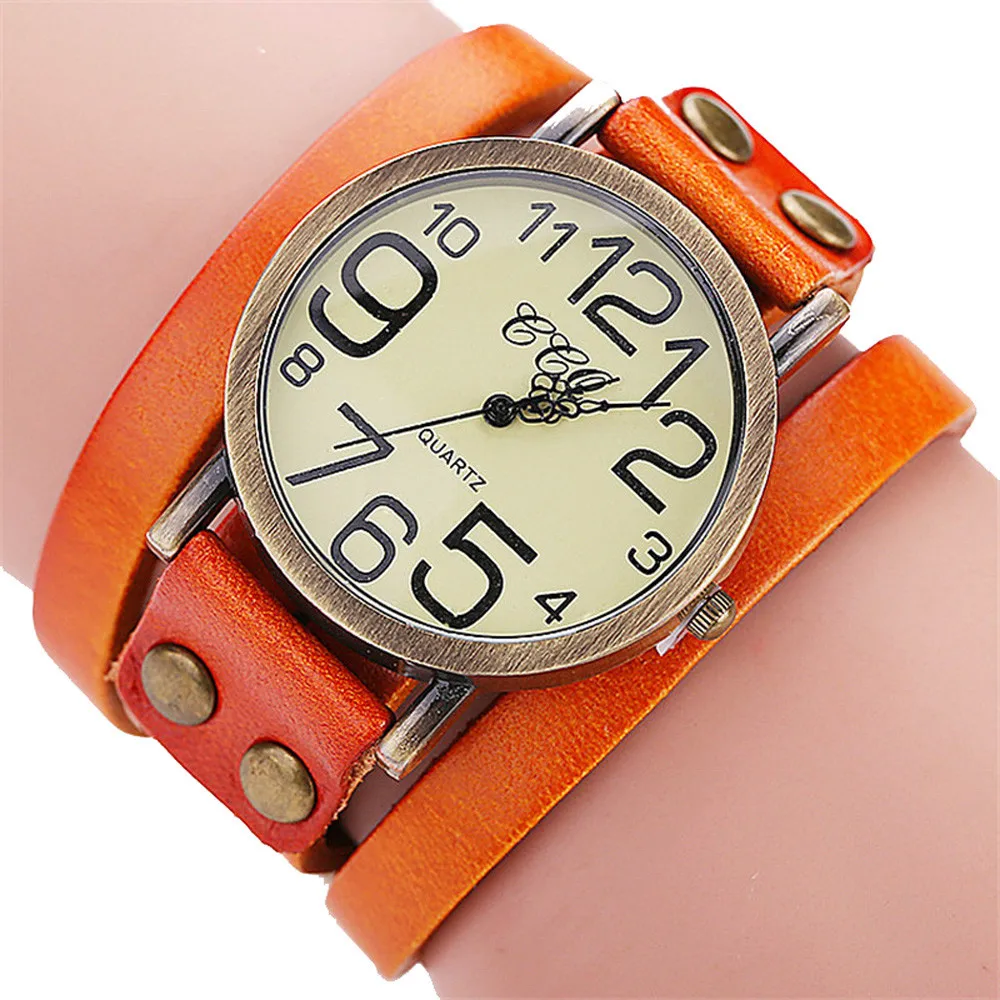 

Luxury Brand Vintage Cow Leather Bracelet Watch Women Leather Bamboo Women's Watch Classic reloj mujer 2019 relogio feminino