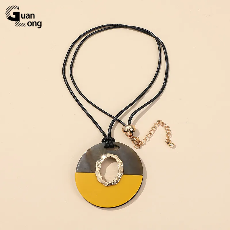 Винтажное акриловое круглое ожерелье Guanlong с подвеской для женщин полимерные