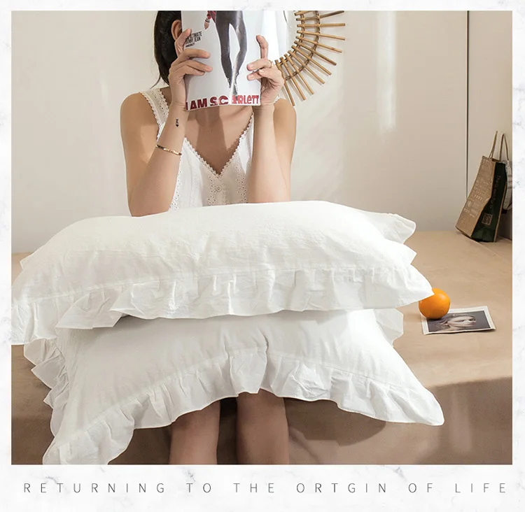 48x74 см Омывается подушка из хлопка с эффектом памяти Чехол Европейский рюшами