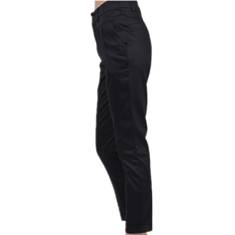 

Women 100% Cotton Solid Long Pants Elegant Office Lady Trousers Casual Pleated Long Length Pencil Pants Female Pantalone