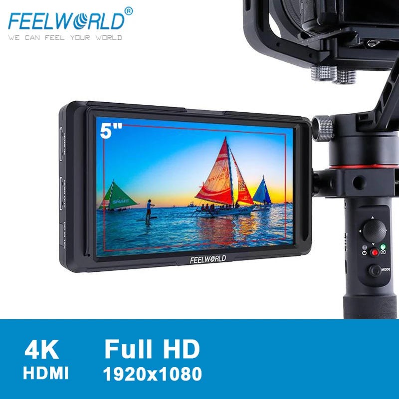 Kaufen FEELWORLD F5 Monitor 1920x1080 Unterstützung 4K HDMI-kompatibel Eingang Ausgang 5 Zoll Feld Monitor Für Canon Nikon Sony DSLR Kamera