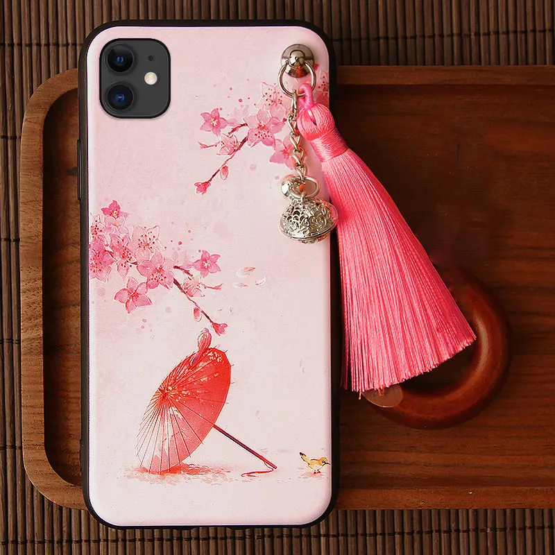 Pattern A 3D рельефный чехол для iPhone 11 Pro Max XS XR X 10S 7 8 6 6S Plus чехол тиснение колокольчик-кисточка противоударный мягкий чехол для Apple XS Shell - Цвет: Pattern A
