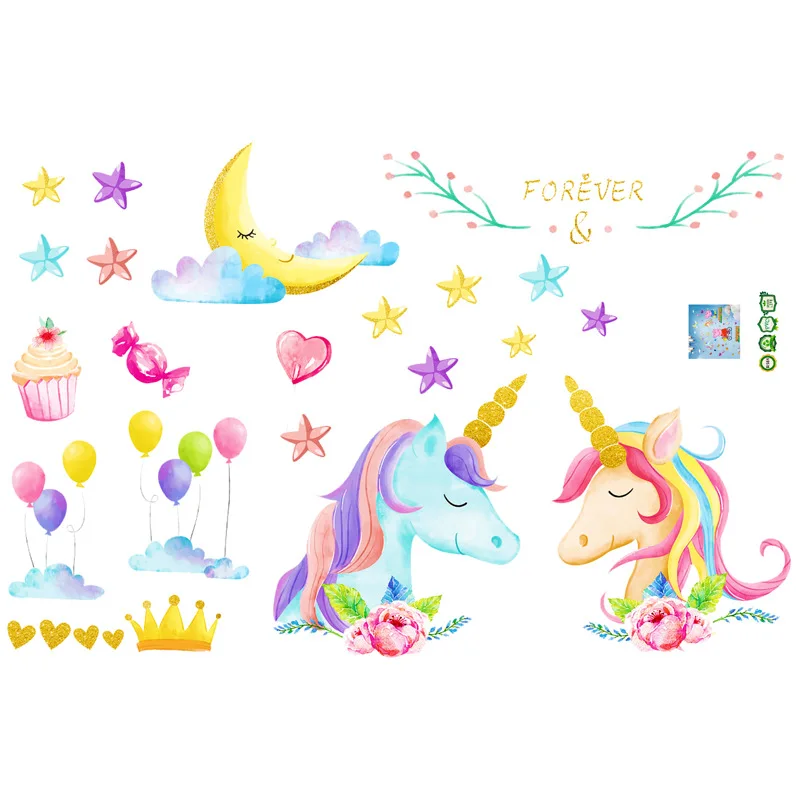 Новые наклейки на стену в виде единорога домашний декор украшение 3D