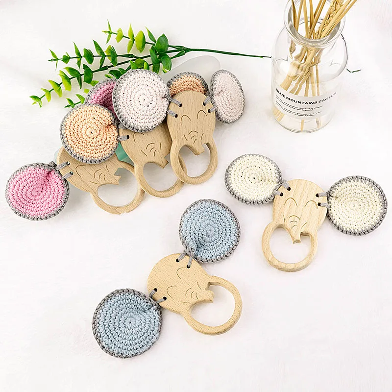 TYRY.HU-mordedor de ganchillo sin BPA para beb&eacute;, mordedor seguro, Animal lindo, sonajero, mascar, dentici&oacute;n, accesorios de lactancia, 3 uds.-5