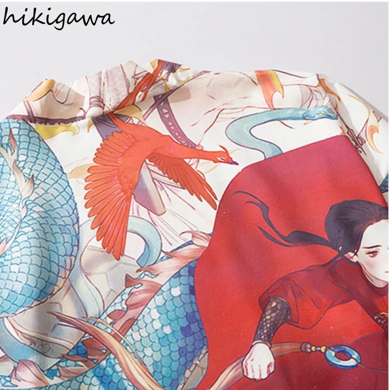 

Hikigawa Women Shirt Fashion Men Tops Short Sleeve Vintage Blouses Mujer Fashion Harajuku Camisas Thin Japan 2021 Shirts