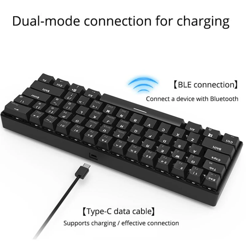 Ajazz Беспроводная механическая клавиатура Bluetooth 3 0 двойной режим задний