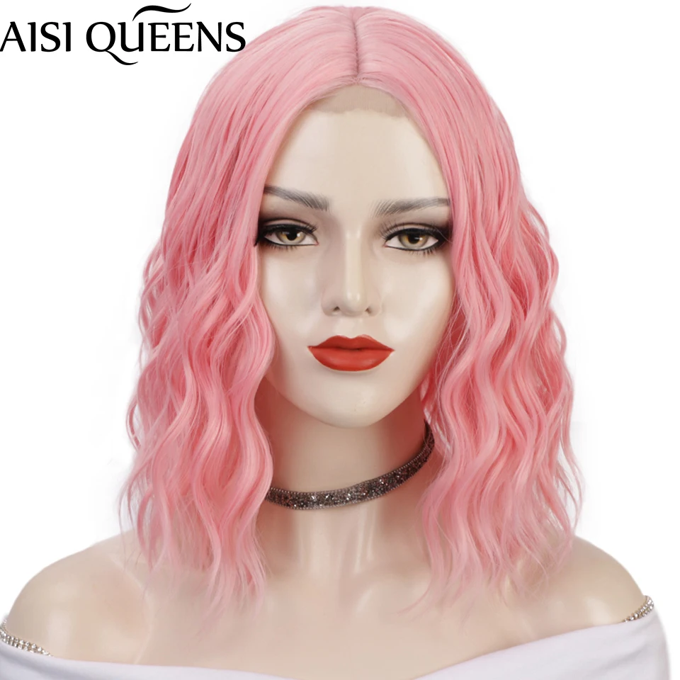 AISI Queen синтетический парик Короткие Волнистые Розовые Светлые Коричневые