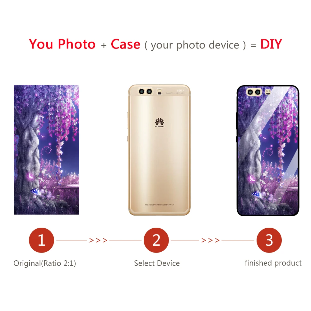 

Закаленное индивидуальный дизайн чехол для телефона для Huawei P20 P9 P10 плюс P smart/Honor 10 9 8 Lite 7 нанесения собственной фотографии Логотипа Печатных ...