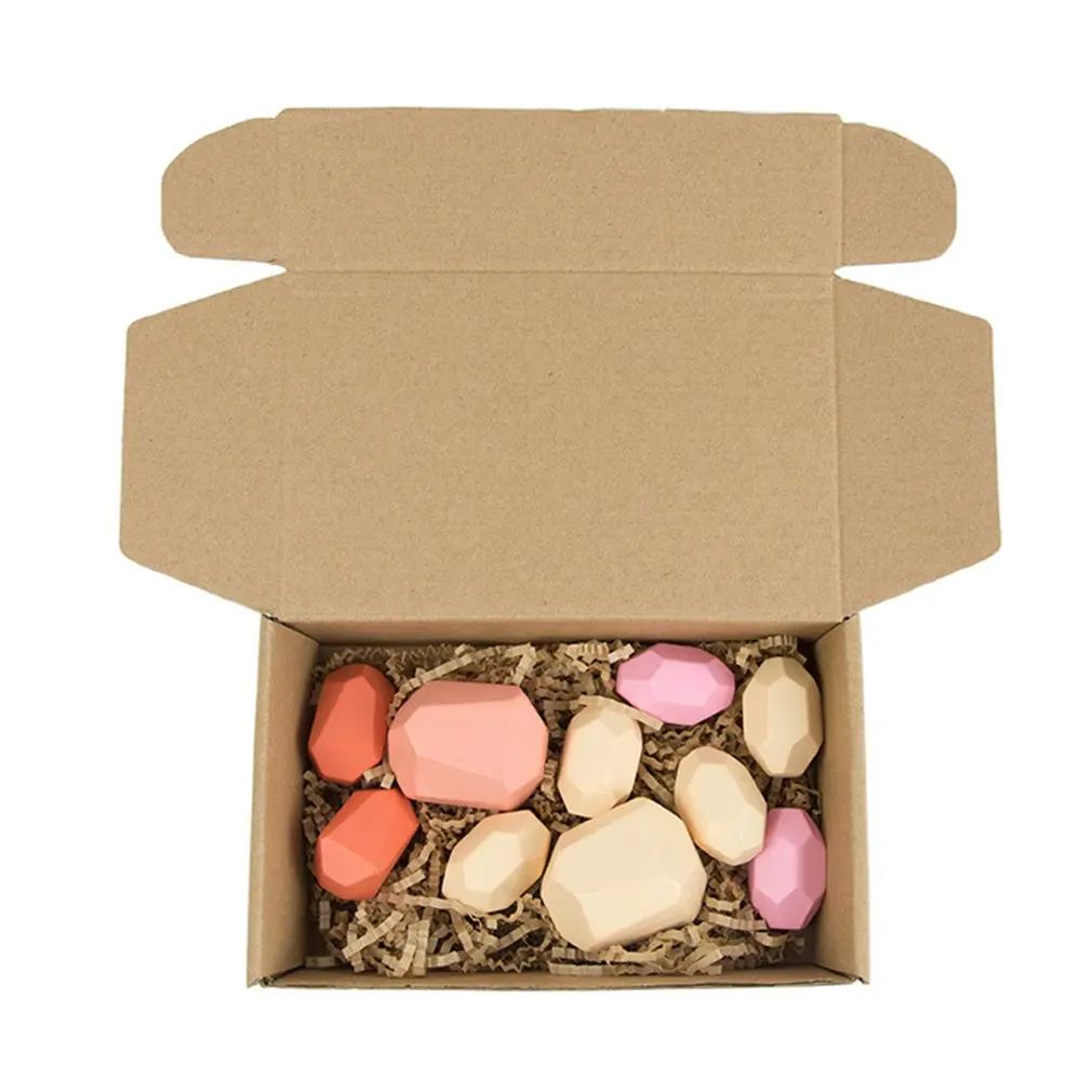 

5/10/16pcs Children's Wooden Colored Stone Jenga Building Block Educational Toy Creative Nordic Style Stacking Game Rainbow Gift