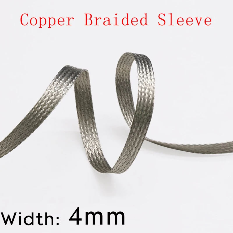 

Width 4mm Tinned Copper Braided Cable Sleeve Audio Line Signal Shield Anti Interference Wire Wrap Metal Sheath