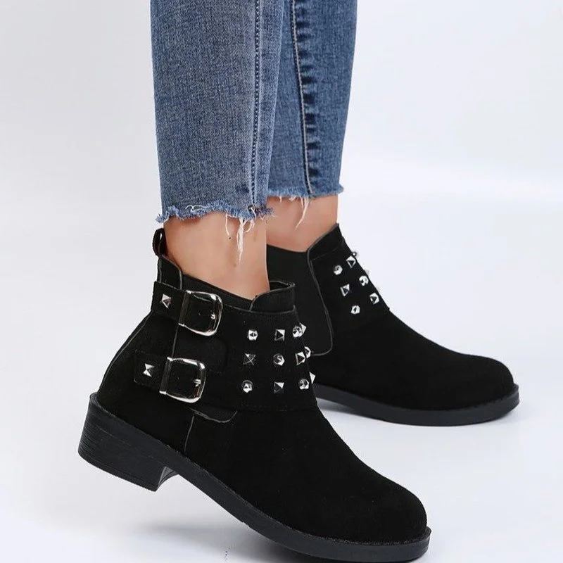 

2020 Fashion Belt Buckle Retro Pointed Toe Roman Boots Short Martin Boots free shipping women boots boots brown leather ankle