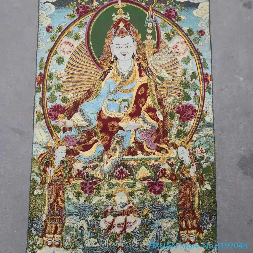 Мастер lianhuasheng Тибет статуя Будды религиозный шелк Thangka парча живопись золотой