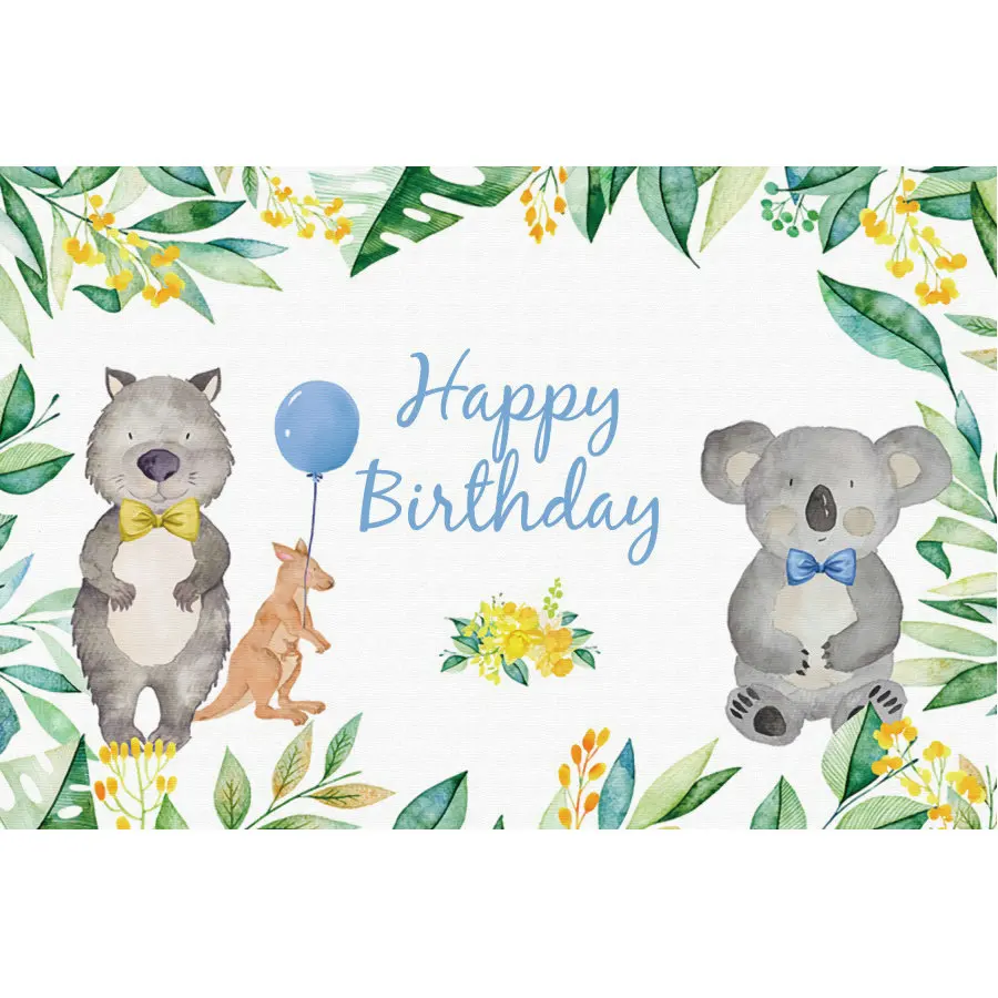 

Cute Wild One Animals and Flowers Birthday Backdrop Holiday Photography Background Celebration Photo Booth Studio Decor