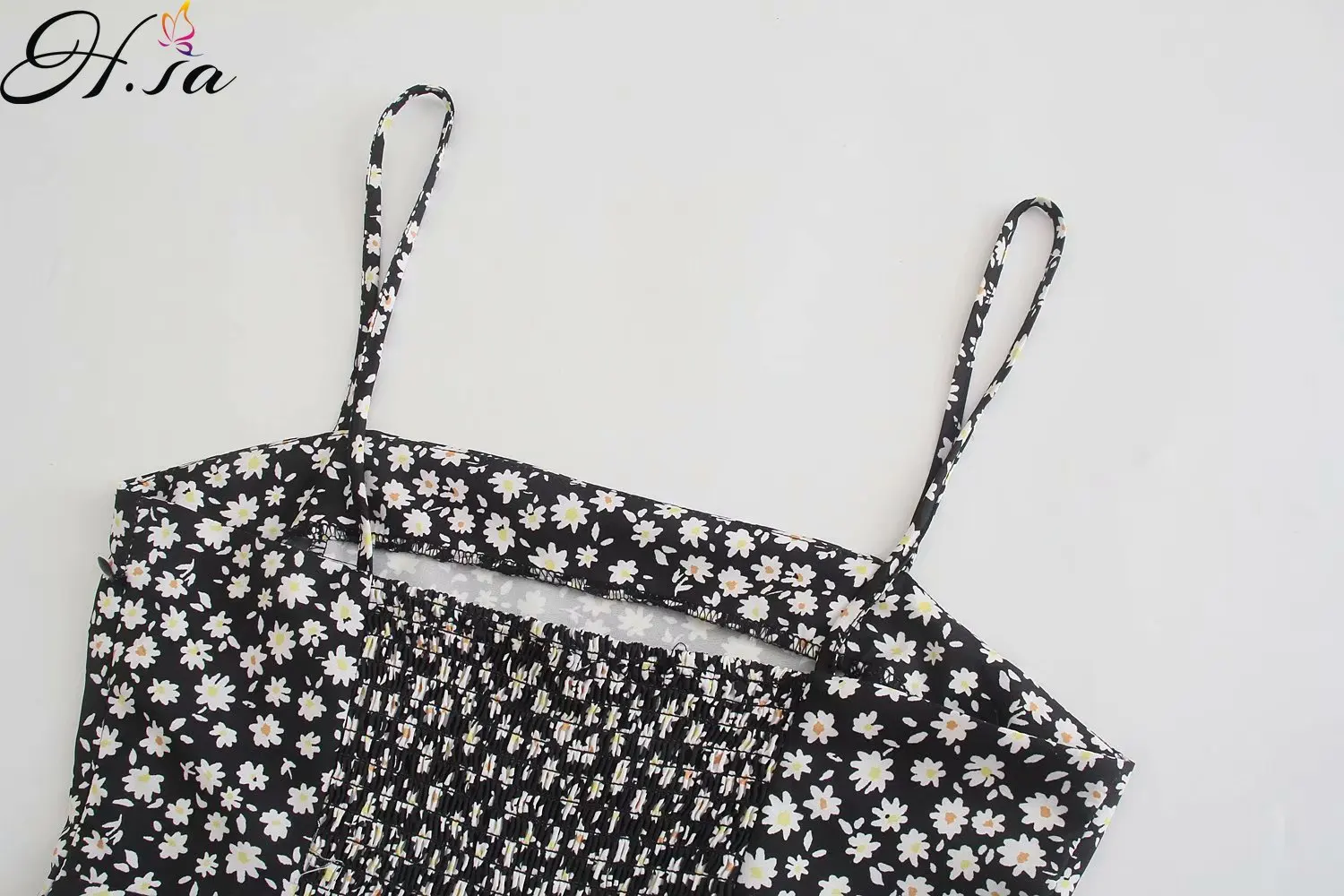 

2021 European and American Summer Wind Women's New Flower Print Mini Strap Dress 9732